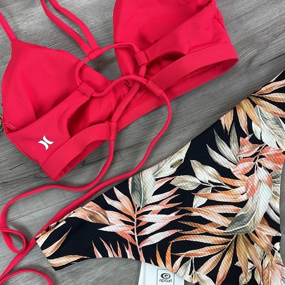 ☀️HURLEY☀️RIP CURL☀️ SOLID ADJUSTABLE BIKNI TOP HAVANA CHEEKY HIPSTER BIKINI - Picture 14 of 15